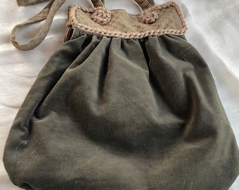 Batooli velvet and sisal shoulder bag
