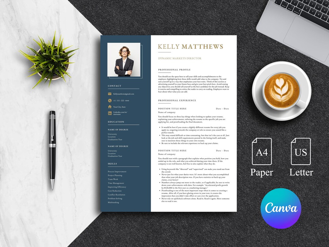 Clean Canva Resume Template for Canva Canva CV Template Cover Letter ...