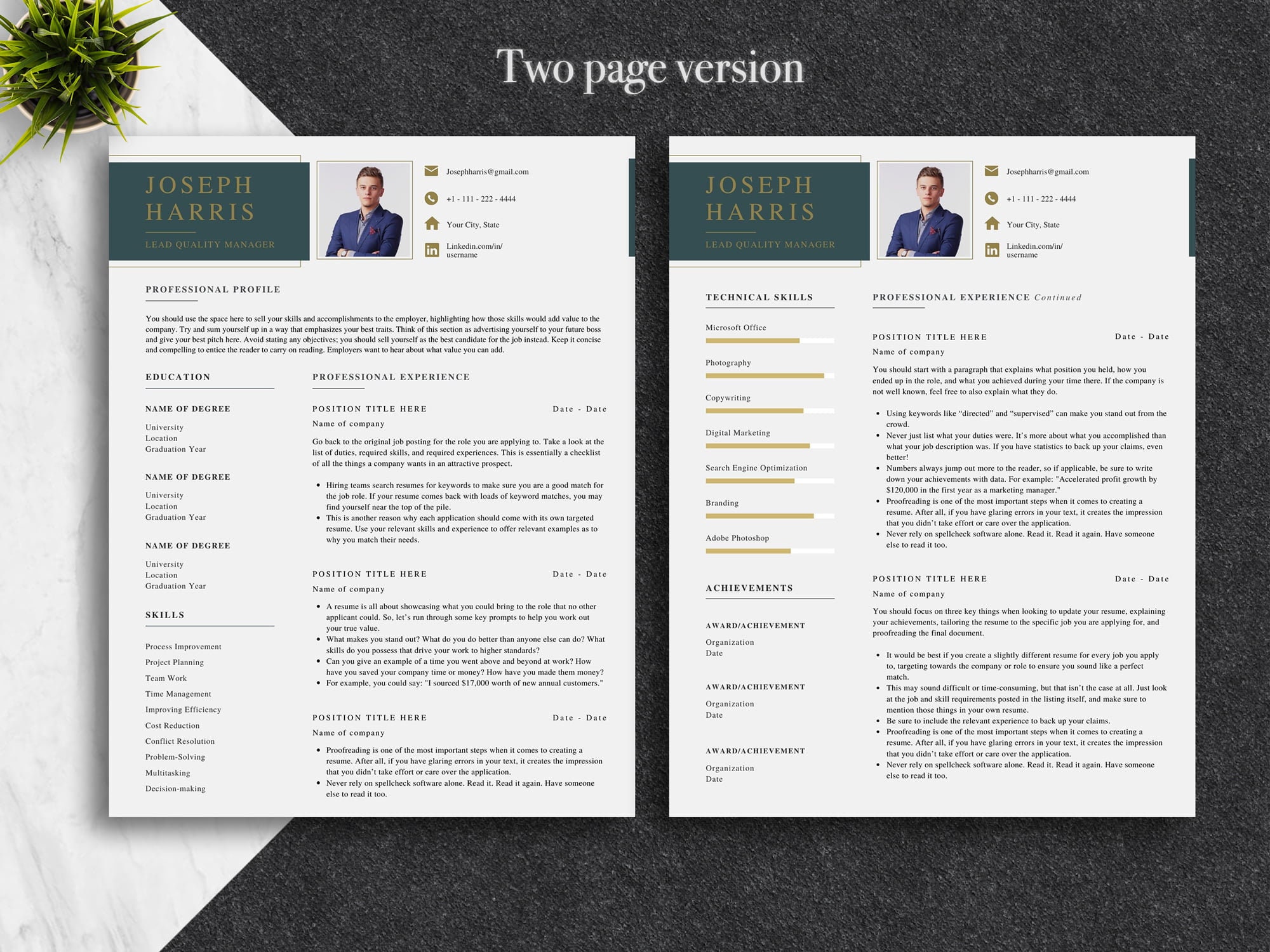 Clean Modern Canva Resume Template for Canva Canva CV - Etsy