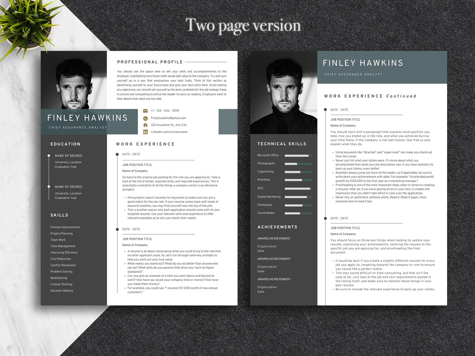 Clean Modern Executive Canva Resume Template Professional - Etsy