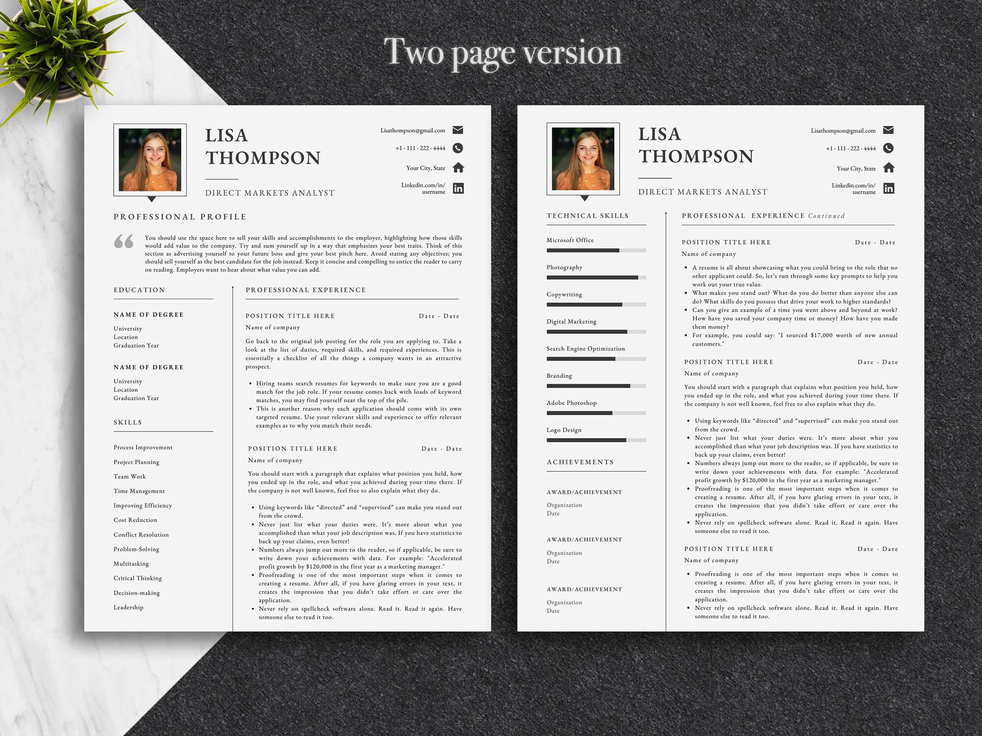 Canva Resume Template Professional Modern Canva Resume - Etsy