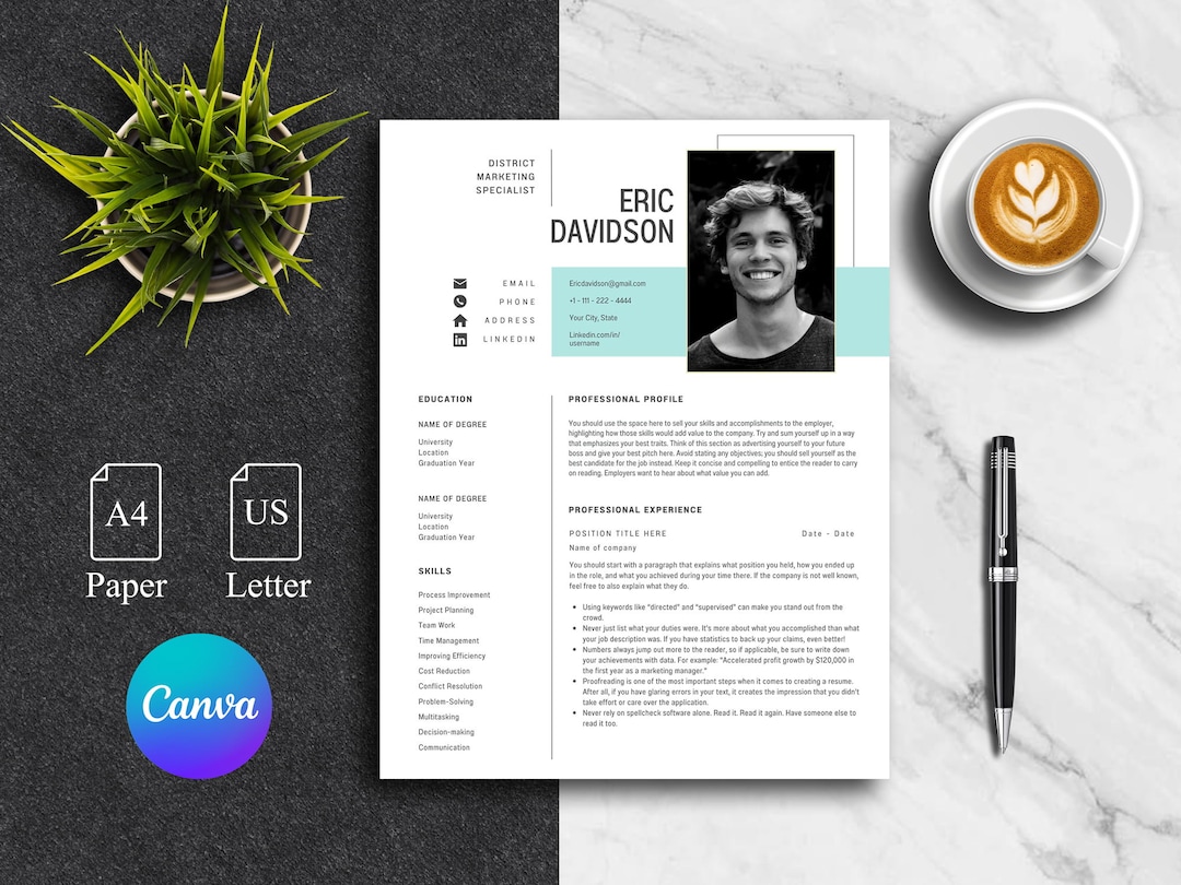 Modern Minimalist Canva Resume Template for Canva, 1-5 Page Clean ...