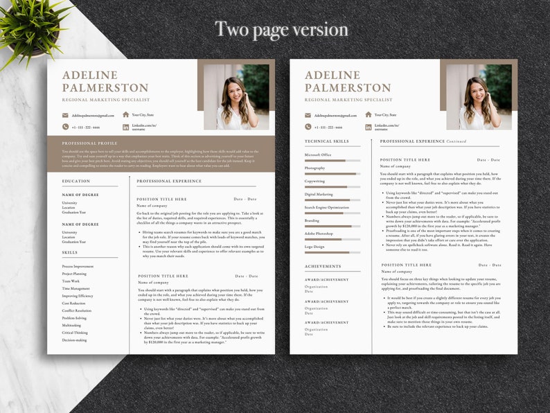 Canva Minimalist Resume Template Canva Professional Resume - Etsy