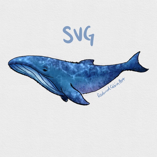 Watercolor Blue Whale SVG
