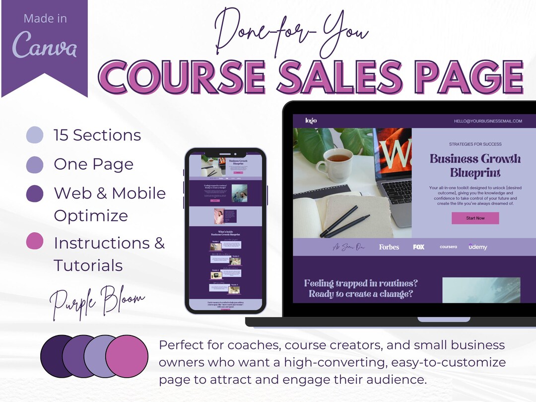 Beacons.ai Sales Page Template | Canva Website for Courses | Editable ...