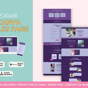 Modelo de página de vendas do Canva para cursos online e ofertas digitais | Funil Beacons.ai