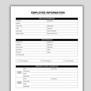 Employee Information Form, New Hire Form Template, HR Employee Packet, Employee Onboarding Forms, Hiring Template, Printable PDF