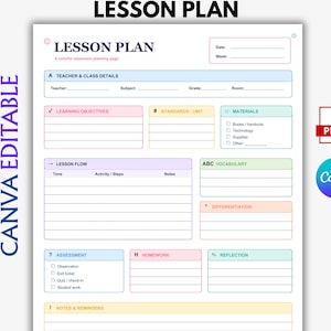 Printable Weekly Lesson Plan. Homeschool Teacher Planner. Daily Lesson Plan Template. Kindergarten. Preschool. Daycare. Instant Download PDF