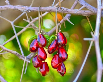 Fruit Earrings, Long Earrings, Pomegranate Earrings, Statement Earrings, Earrings For Women, Valentine's Day Gift, Mother Gift, Gift For Her