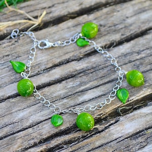 Lime Bracelet, Fruit Bracelet, Minimalist Bracelet, Handcrafted Glass Jewelry image 4