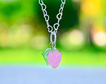 Wild Strawberry Necklace, Murano Glass, Lampwork * only pendant, without chain
