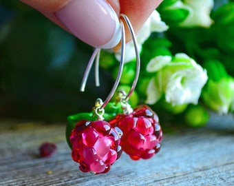 Raspberry Earrings, Berry Earrings, Minimalist Earrings, Statement Earrings, Cute Earrings, Earrings For Women, Gift For Her