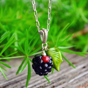 Blackberry Necklace, Cute Necklace, Glass Jewelry, Glass Berry Pendant, Gift For Girlfriend, Gift For Daughter, Gift For Sister Gift For Her