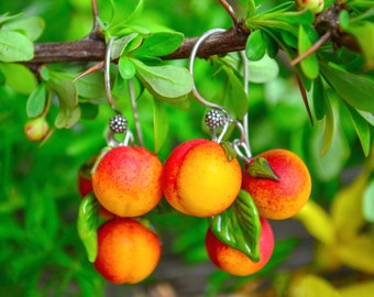 Peach Earrings, Fruit Jewelry, Cute Earrings, Nature earrings, Earrings For Women, Valentine's Day Gift, Mother Gifts, Gift For Her