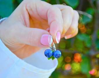 Blueberry Earrings, Murano Glass, Berry Earrings