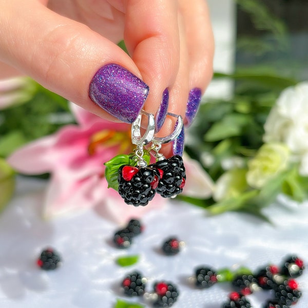 Blackberry Earrings, Berries Earrings, Sweet Earrings