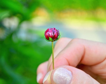 Flower brooch, Lotus jewelry, Floral Brooch, Glass brooch, Brooch needle, Murano Glass