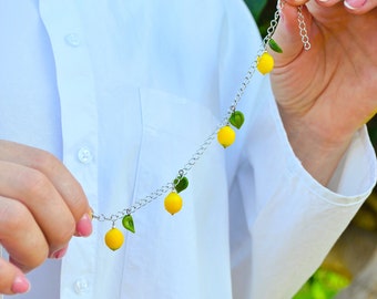 Lemon Bracelet, Glass Jewelry, Handcrafted, Lampwork,