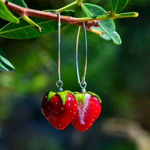 Lucky Strawberry Earrings, 925 Sterling Silver, Murano Glass, Handcrafted, Lampwork (Classic version)