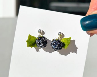 Stud Dewberry Earrings, murano glass, sterling silver