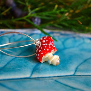 Red Mushroom Earrings, Murano Glass, Lampwork image 9