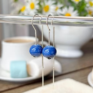 Lucky Blueberry Earrings, Handmade, 925 Sterling Silver, Murano Glass, Lampwork