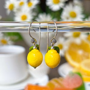 Lucky Lemon Earrings, 925 Sterling Silver, Murano Glass, Handcrafted, Lampwork
