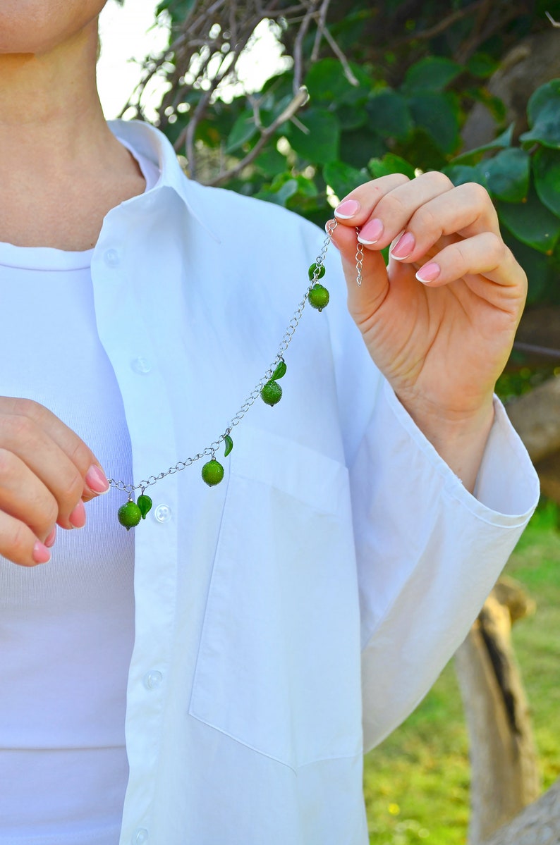 Lime Bracelet, Fruit Bracelet, Minimalist Bracelet, Handcrafted Glass Jewelry lime in sugar