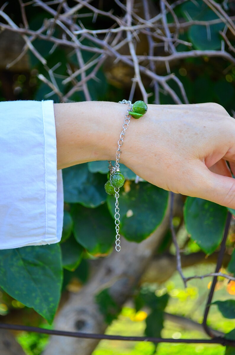 Lime Bracelet, Fruit Bracelet, Minimalist Bracelet, Handcrafted Glass Jewelry image 3