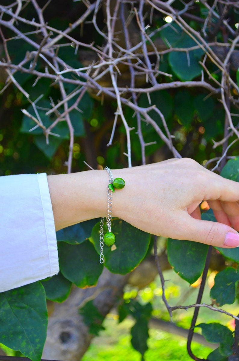 Lime Bracelet, Fruit Bracelet, Minimalist Bracelet, Handcrafted Glass Jewelry image 6