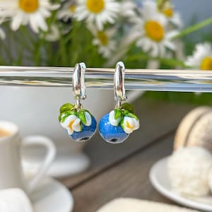Lucky Blueberry Earrings, 925 Sterling Silver, Murano Glass, Handcrafted, Lampwork