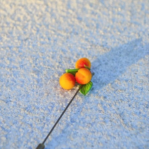 Fruit Pin Brooch, Peaches Brooch, Murano Glass, Fruit Jewelry image 9