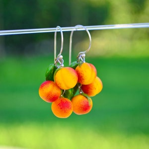 Pendientes de melocotones, pendientes de cristal, pendientes llamativos, cristal de Murano, pendientes únicos, trabajo con lámparas, regalo para ella