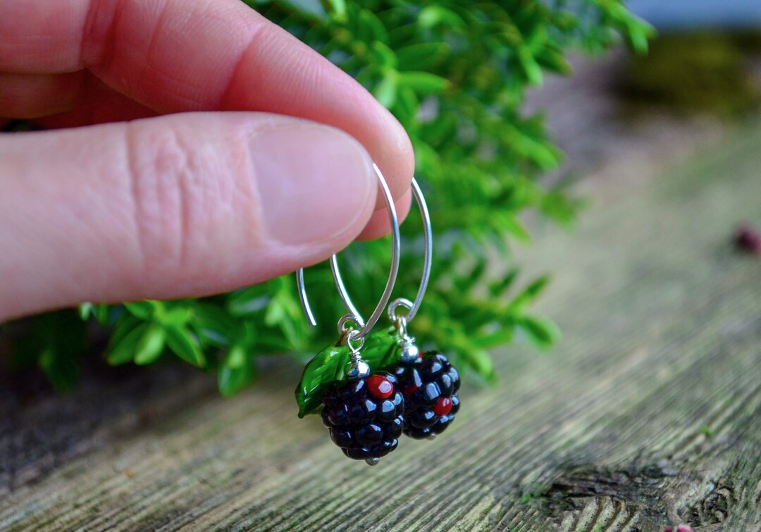 Blackberry Earrings Minimalist Earrings Murano Glass Etsy