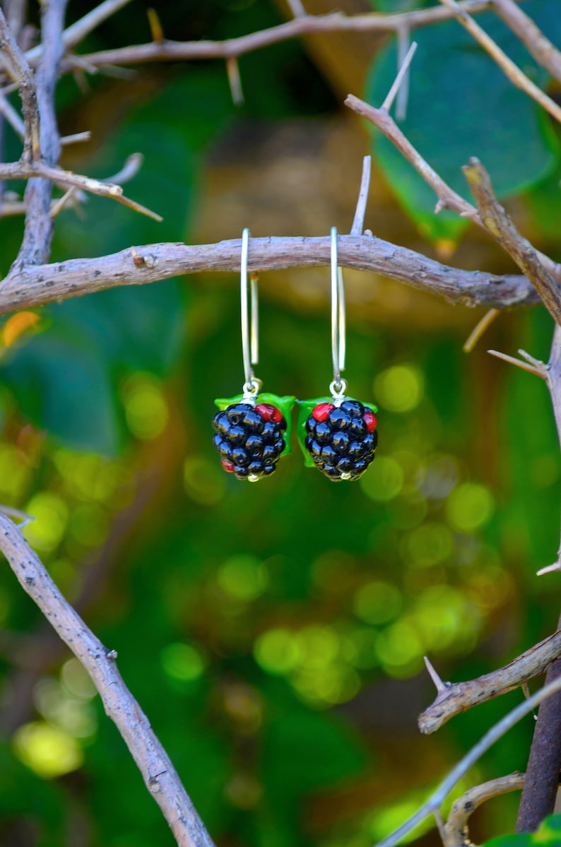 Berry Earrings, Murano Glass, Handmade, Cute Earrings, Gift For Girlfriend, Gift For Daughter, Gift For Sister, Gifts For Her blackberry