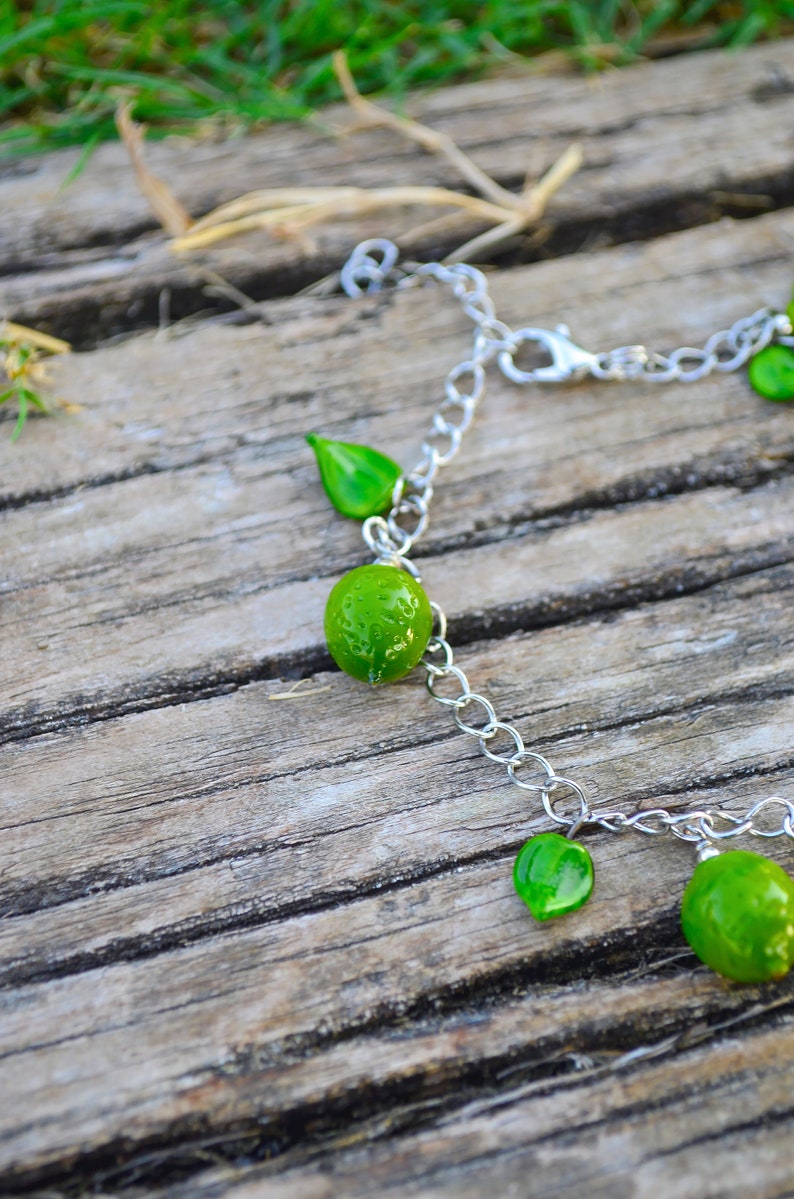 Lime Bracelet, Fruit Bracelet, Minimalist Bracelet, Handcrafted Glass Jewelry image 7