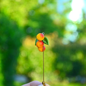 Fruit Pin Brooch, Peaches Brooch, Murano Glass, Fruit Jewelry image 4