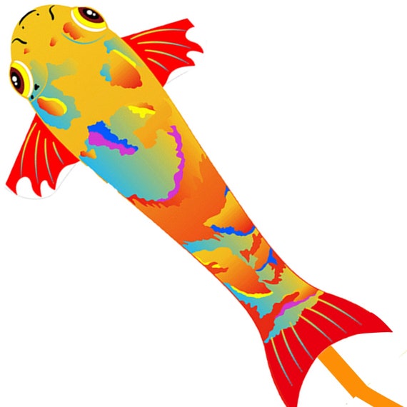 Orange Koi Fish Kite With Colorful Ribbon 90 Inches Easy to Fly, Kite for  Adults and Kids 