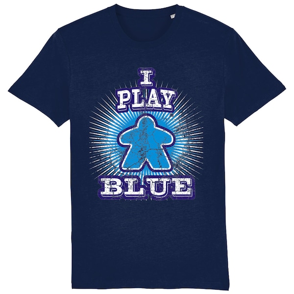 I Play Blue Board Game T-shirt - Unisex - I Play Green Meeple Design - Regalo di gioco da tavolo - Apertura alare, Catan, Ark Nova, Ottone, Everdell