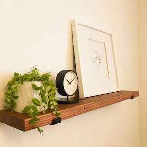 Floating Wood Shelves Heavy Duty with Black Metal Brackets | Farmhouse Shelves | Rustic Wall Mounted Shelf