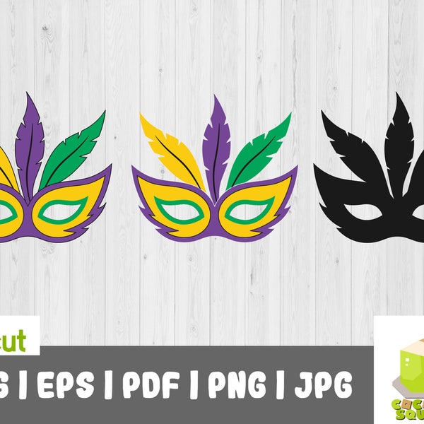Mardi Gras Mask SVG, Carnival Mask SVG file for Cricut and Silhouette, Instant Download Clipart HD file for Printing and Cutting, Decal