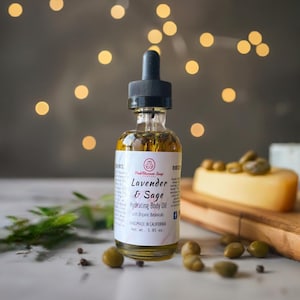 Lavender & Sage Hydrating Body Oil with Botanicals| Made with Argan and Jojoba oils | Skin Care | Stocking Stuffer