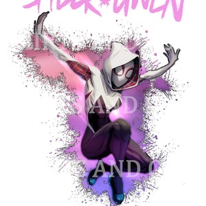 Aranha Gwen com fundo rosa arquivo PNG para download