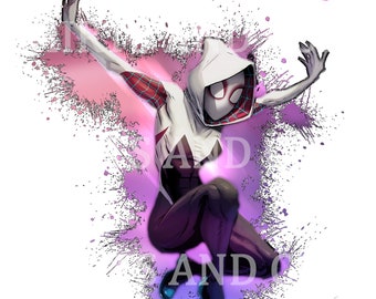 Spider Gwen With Pink Background Downloadable PNG File