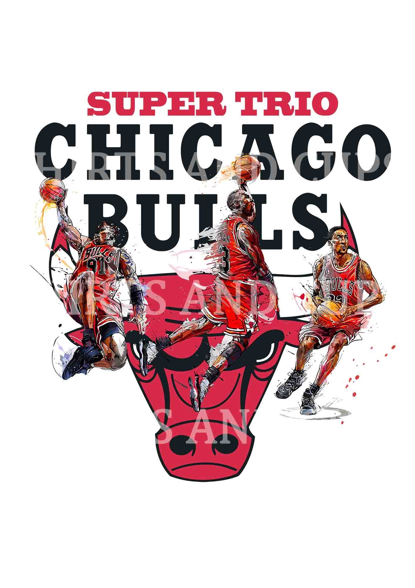 Michael Jordan, Scottie Pippen, Dennis Rodman No Bull 1996 (76X23)  Chicago Bulls Printable Poster