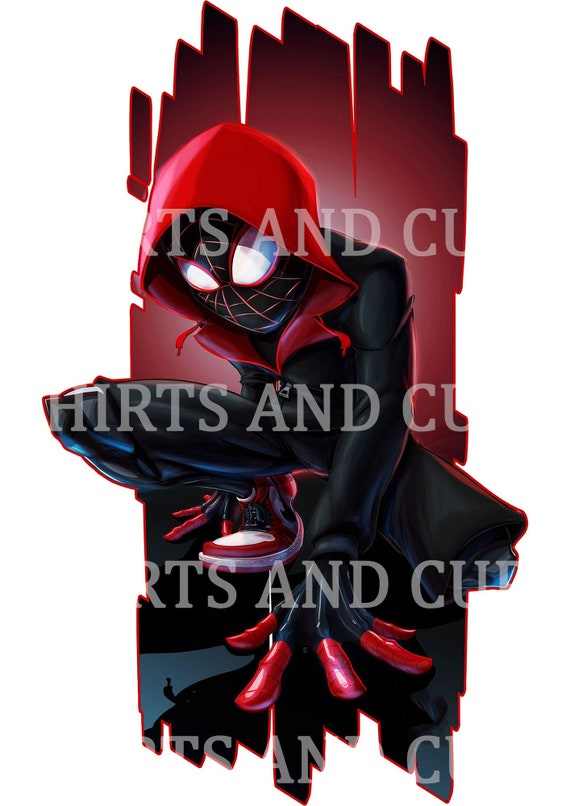 Miles Morales Spiderman with Red Background Downloadable PNG File