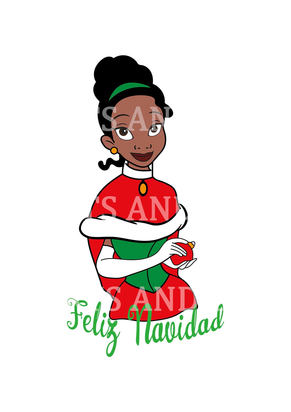 Christmas Princess Tiana Downloadable Digital PNG File Etsy