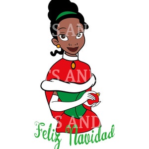 Christmas Princess Tiana Downloadable Digital PNG File