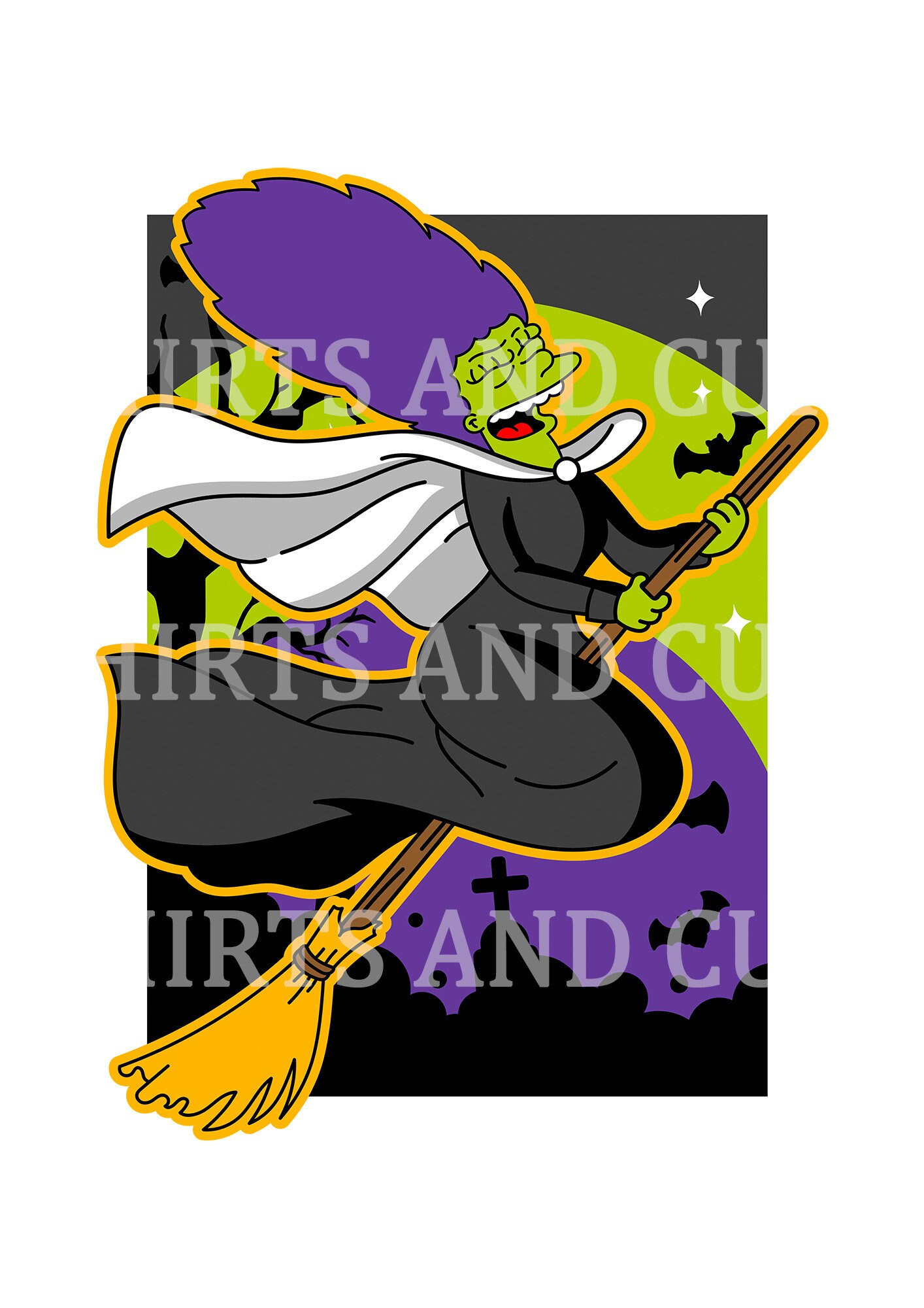 Halloween The Simpson Marge as a Witch Downloadable Digital PNG File