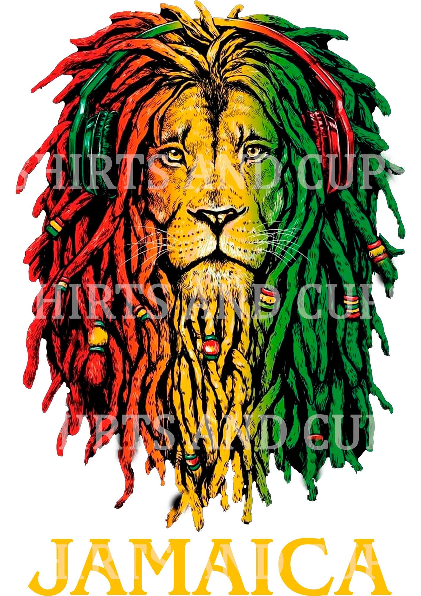 Jamaican Reggae Lion Downloadable PNG File Etsy